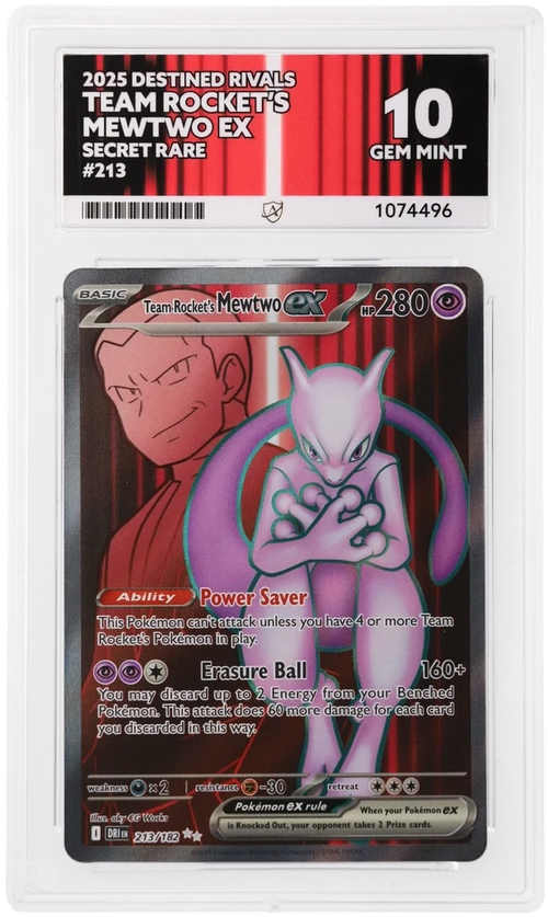 Team Rocket's Mewtwo ex #213/182 - Destined Rivals - ACE 10.0 GEM MINT